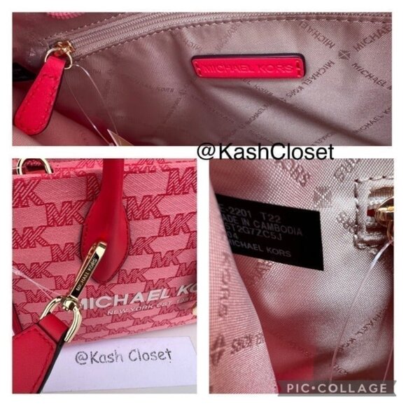 Michael Kors tote mirella small shopper top zip handbag crossbody bag Grapefruit - Picture 9 of 12
